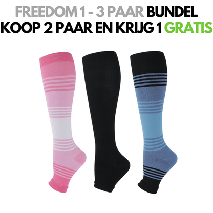 FitFree - Compressiekousen met open teen (Unisex)